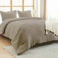 thumbnail image 1 of Hitime Ultra Soft Beige King Size Comforter Set 3 Pieces Gentle Down Alternative Bedding 1 Lightweight Comforter and 2 Pillowcases, 1 of 9