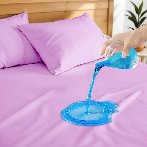 Hitime Waterproof Mattress Protector King Size, Breathable Cooling Bed Mattress Cover with Deep Pocket Plastic Mattress Protector Fitted 6"-15"(Microfiber, Queen 60"x80")