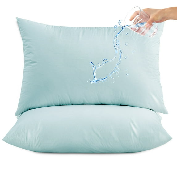 Hitime Waterproof Pillow Protectors with Zipper - King Size Cooling Microfiber Rayon Pillow Case Cover, Bed Bug Pillow Cover, Zippered Plastic Pillowcase (2 Packs, King 20"x36")