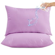 Hitime Waterproof Pillow Protectors with Zipper Standard Size, Cooling Microfiber Zippered Pillow Case Protector,Bed Pillow Case Cover Prevent Bedbug Dust Mite and Allergen (2 Packs, Standard 20"x26")
