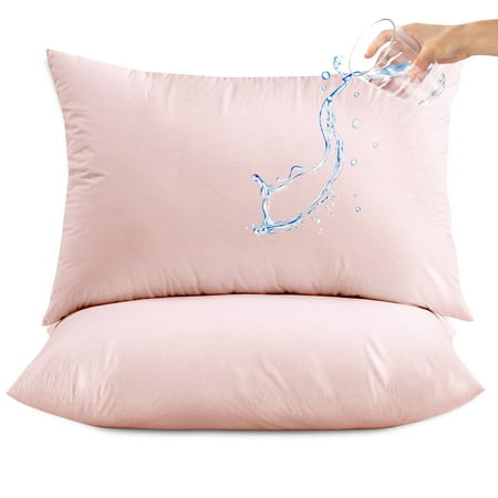 Hitime Waterproof Pillow Protectors with Zipper Standard Size, Cooling Microfiber Zippered Pillow Case Protector,Bed Pillow Case Cover Prevent Bedbug Dust Mite and Allergen (2 Packs, Standard 20"x26")