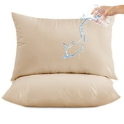 Hitime Waterproof Pillow Protectors with Zipper Standard Size, Cooling Microfiber Zippered Pillow Case Protector,Bed Pillow Case Cover Prevent Bedbug Dust Mite and Allergen (2 Packs, Standard 20"x26")