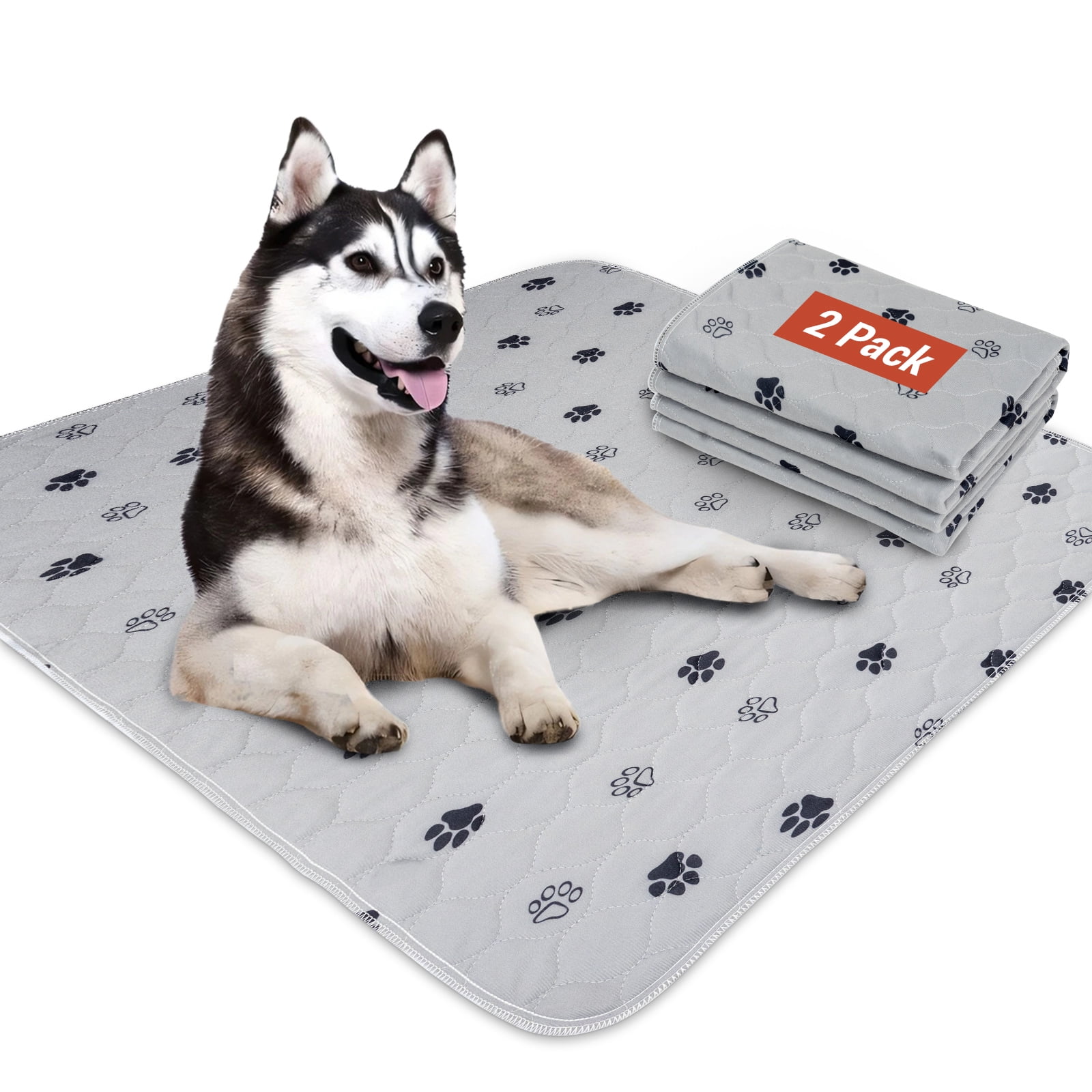 Hitime Waterproof Reusable Pets Training Pads Washable Pee Pads for Dogs with Leakproof Bottom, Puppy Pads for Potty Training (2 Pack, 18"x24")