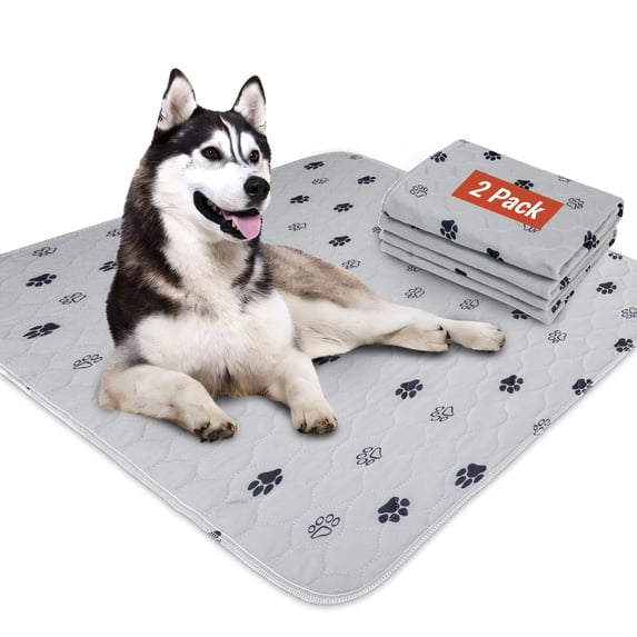 Hitime Waterproof Reusable Pets Training Pads Washable Pee Pads for Dogs with Leakproof Bottom, Puppy Pads for Potty Training (2 Pack, 18"x24")