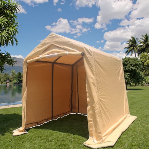 Hitop 7x12ft Portable Outdoor Storage Shed Gazebo – Waterproof, UV-Resistant Carport Tent with 2 Roll-Up Zipper Doors & Vents for Motorcycle, Bike, Garden Tools