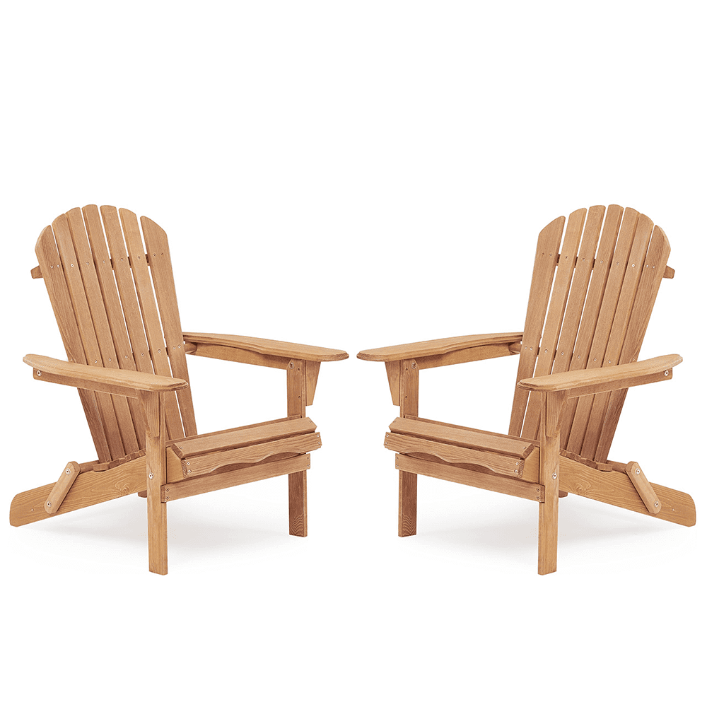 Hitop&nbsp;Wooden Outdoor Folding Adirondack Chair Set of 2 Wood Lounge Patio Chair for Garden,Garden, Lawn, Backyard, Deck, Pool Side, Fire Pit,Half Assembled,