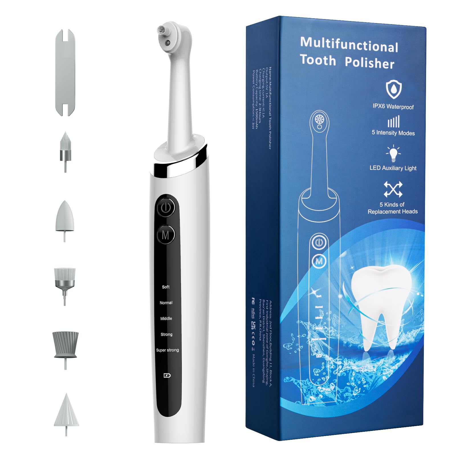 Hitoth Tooth Polisher with NG01 5 Replacement Heads and Clean Mode, USB