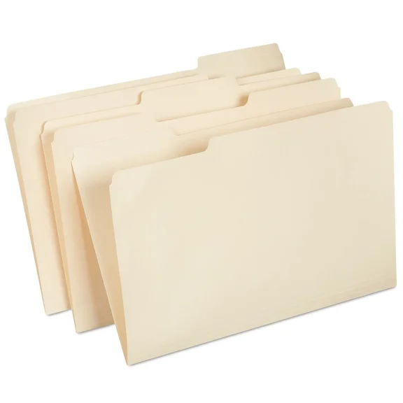 Hitouch Business Services File Folder 1/3 Cut Tab Legal Size Manila 100/Box