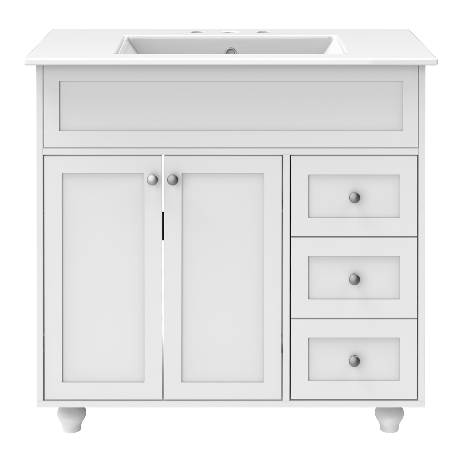 Hitow 36 Inch Bathroom Vanity with Sink Combo, White 2Door Vanity Set