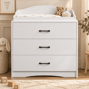 OxyLife Changing Table Dresser, Nursery 3-Drawer Dresser with Changing Top, White