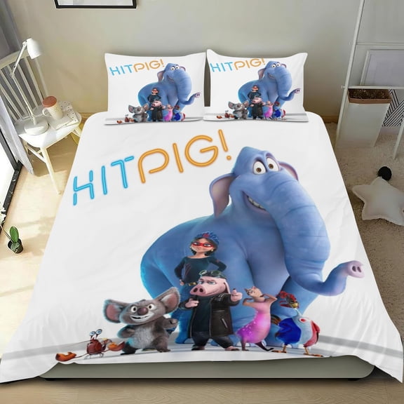 Hitpig Themed Bed Sheet Set Three Piece Set 53x79 Inches Comfortable And Skin Friendly Unique Design Creating A Star Studded Night Home Decor Gifts For Family Friends fans