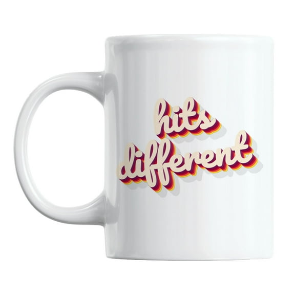 Hits Different, Gen or Generation Z Slang White Ceramic Coffee & Tea Mug (11oz)