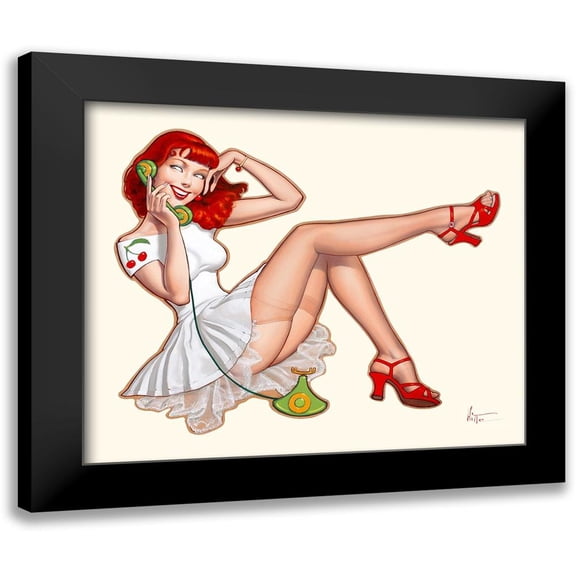 Hitte, Patrick 14x12 Black Modern Framed Museum Art Print Titled - Cathy au telephone