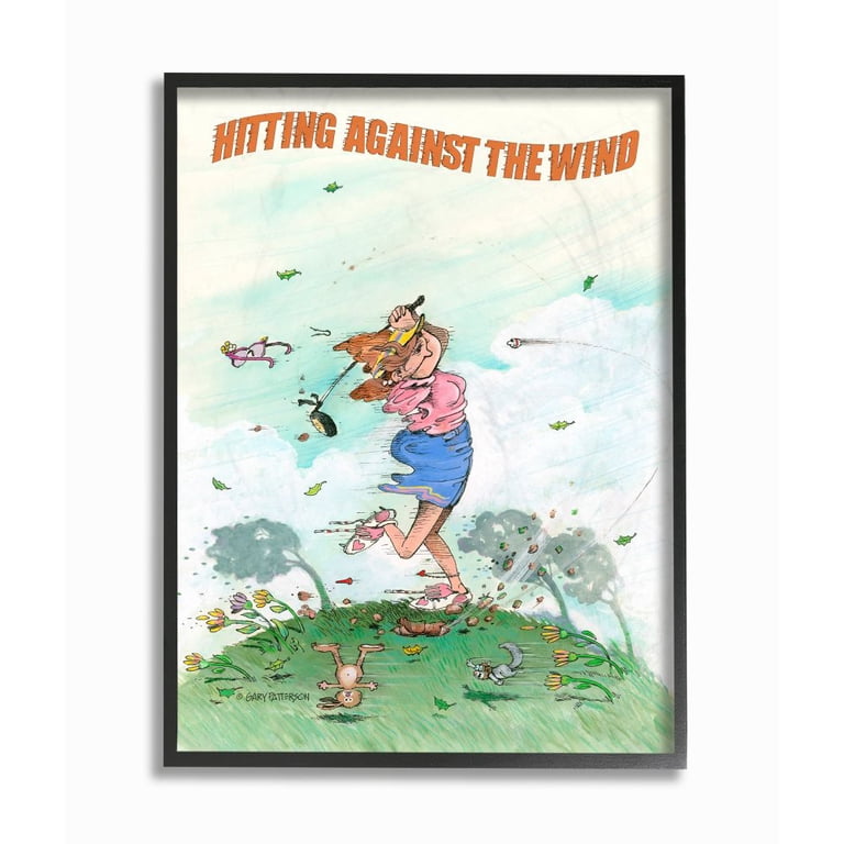 Free Shipping! Stupell Industries Funny Golf Cartoon Textured Wall