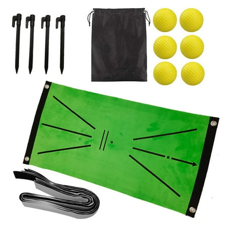Hitting Mat for Swing Detection Batting Portable Practice Training Aids Rug 24x12 Inch with 6 Balls for Home Office Outdoor