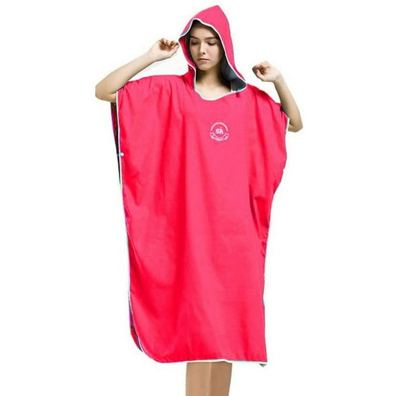 Hiturbo Microfiber Surf Beach Changing Towel Bath Robe Poncho Red