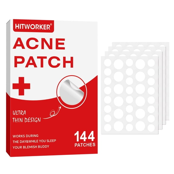 Hitworker 144pcs Hydrocolloid Pimple Patches - Salicylic Acid Acne Patches for Sensitive Skin