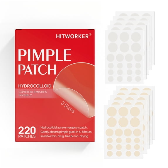 Hitworker 220pcs Hydrocolloid Pimple Patches - Salicylic Acid Acne Patches for Sensitive Skin