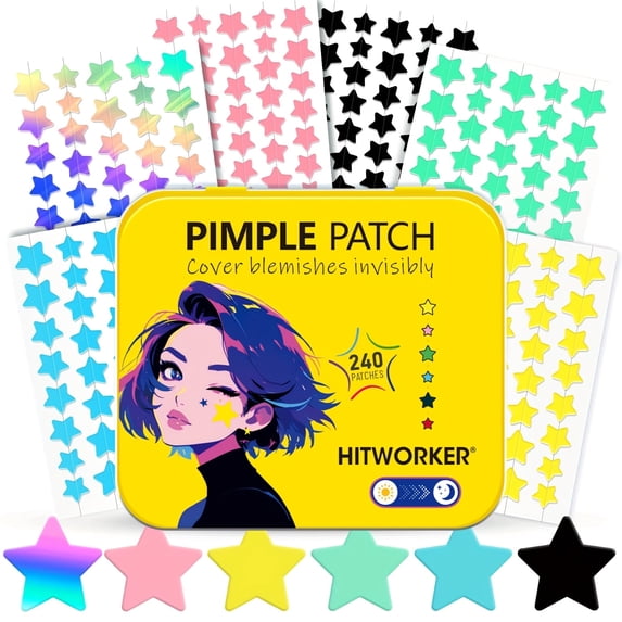 Hitworker 240pcs Hydrocolloid Pimple Patches - Salicylic Acid Acne Patches for Sensitive Skin