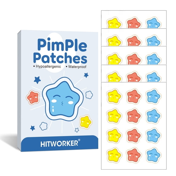 Hitworker 60pcs Hydrocolloid Pimple Patches - Salicylic Acid Acne Patches for Sensitive Skin