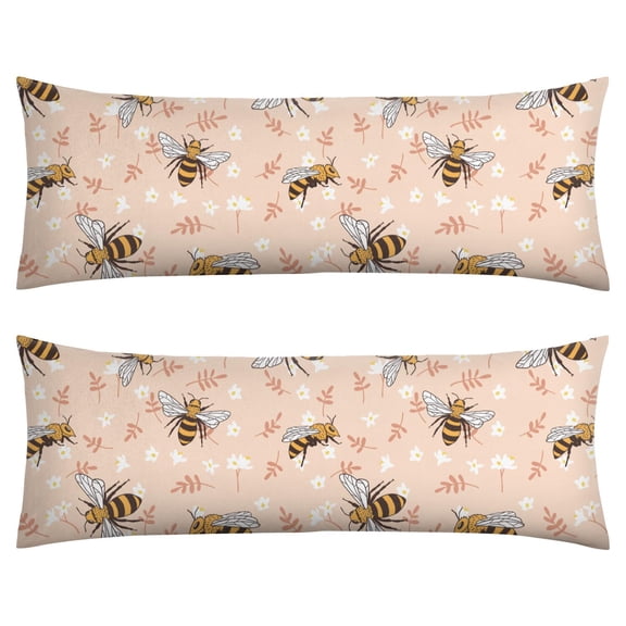 Hive Design 20"x54" Body Pillow Cover - Breathable Maternity & Sleeping Pillowcase with Hidden Zipper (Yellow Cartoon Bee Pattern)
