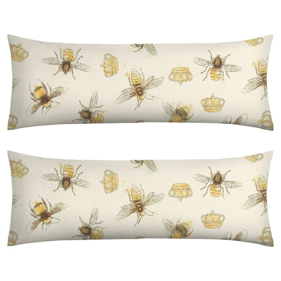 Hive Design 20"x54" Body Pillow Cover - Breathable Maternity & Sleeping Pillowcase with Hidden Zipper (Yellow Cartoon Bee Pattern)