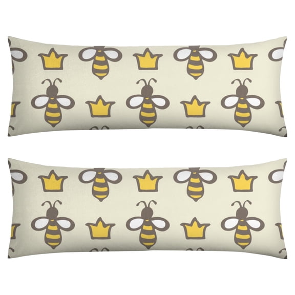 Hive Design 20"x54" Body Pillow Cover - Breathable Maternity & Sleeping Pillowcase with Hidden Zipper (Yellow Cartoon Bee Pattern)