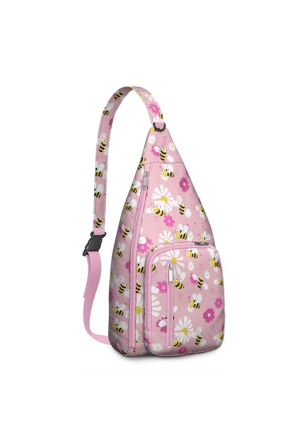 Hive Pattern Chest Bag - Bumble Bee Themed Sling Backpack for Outdoor, Adjustable Strap & Tear-Resistant (Unisex, Waterproof, Great Gift for Nature Lovers)