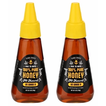 Hive to Home 100% Pure Natural Honey, US Grade A, All Natural, 6 oz Bottles, 2-Pack