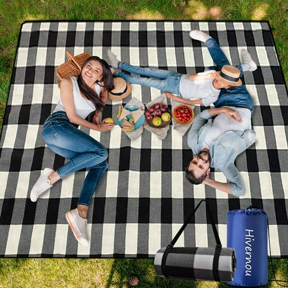 Hivernou Extra Large Picnic Blanket Waterproof Foldable Beach Blanket for Camping Beach Park Grass-78.7" x 78.7"