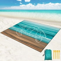 Hivernou Sandproof Beach Blanket 110.2"x 78.7" Waterproof Beach Mat for 4-6 Adults Quick Drying with Bag