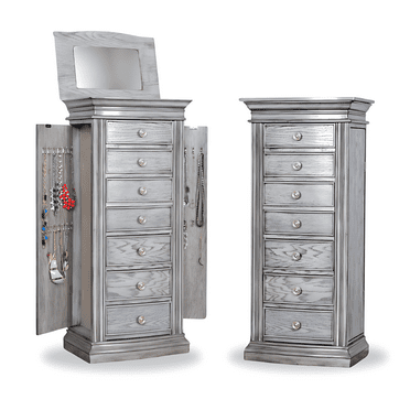 Hives & Honey Landry Smoke Grey Modern Jewelry Armoire for Women - Storage Cabinet