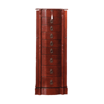 Hives & Honey - Raelynn Jewelry Armoire: Classic 8-Drawer Design with Vanity Mirror & Lockable Security, Cherry