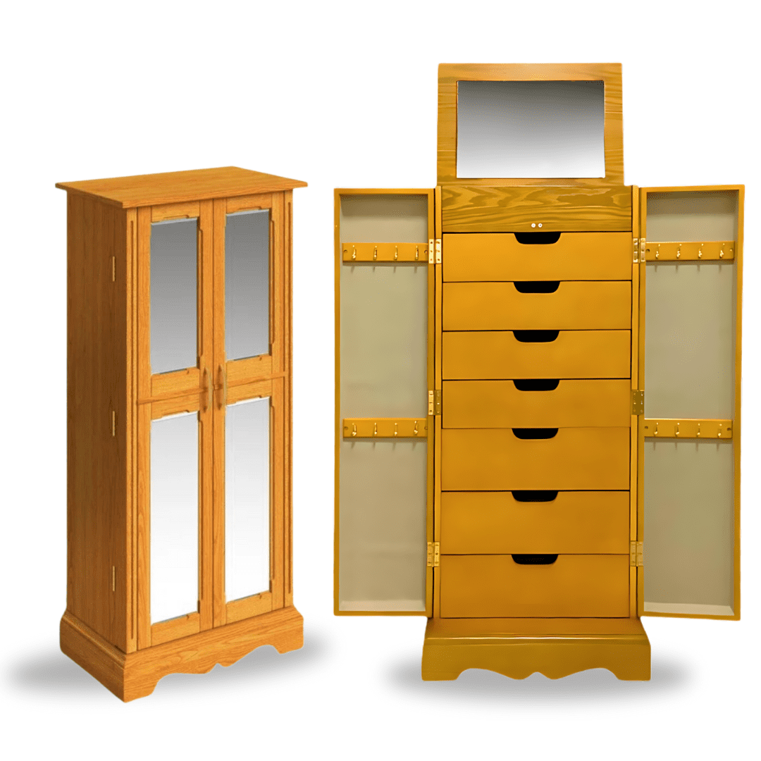 Chelsea Walnut French Jewelry Armoire with Mirror Doors