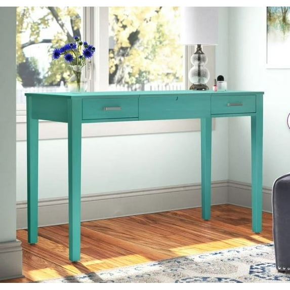 Hives & Honey Ainsley Vanity Desk with Make-up Organizer with USB & Power Outlet, Turquoise
