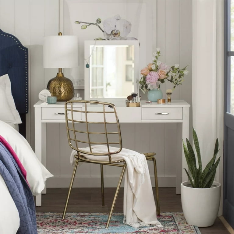 Vanity and outlet desk in one