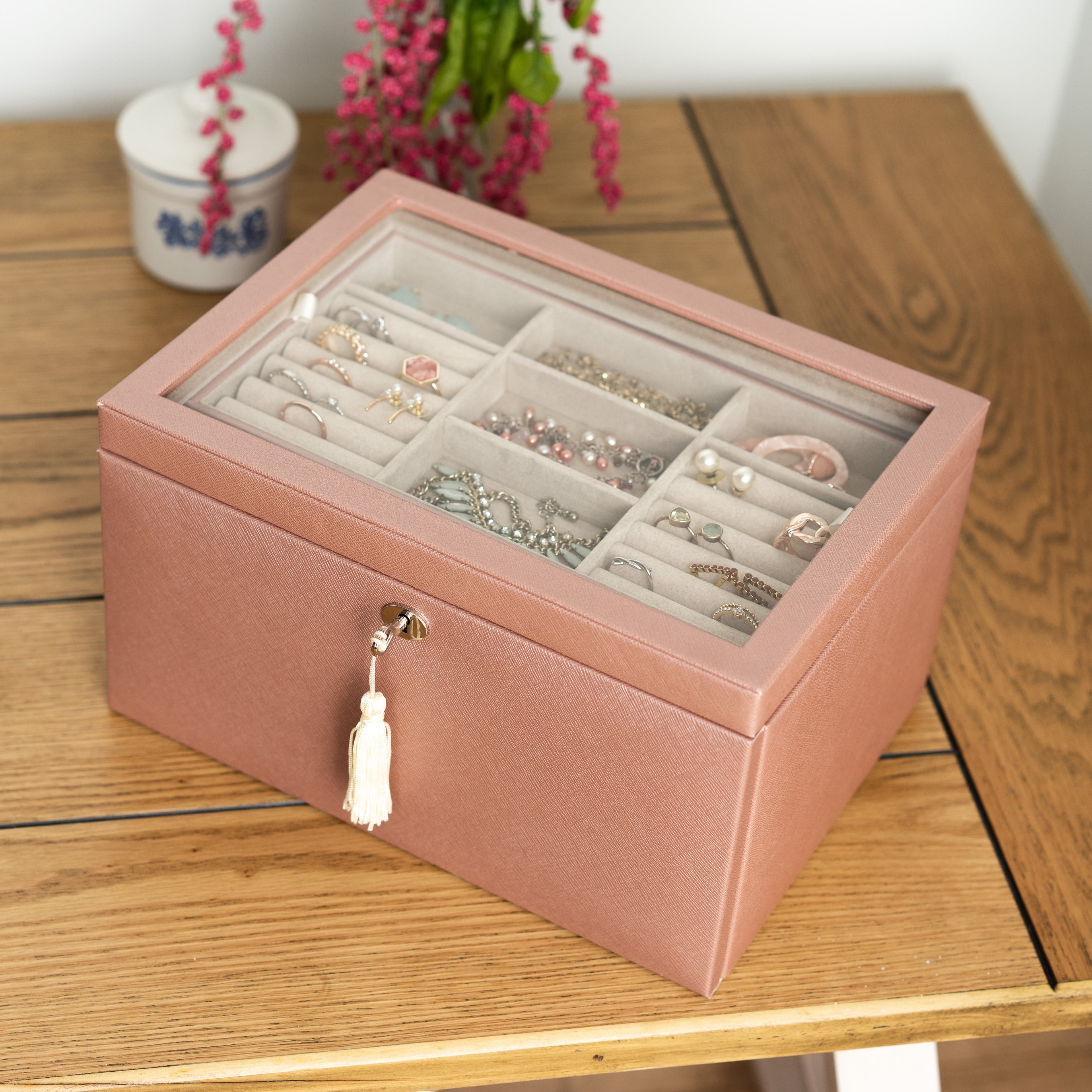 Hives & Honey Blush Table Top Jewelry Storage Chest, Women's, Pink