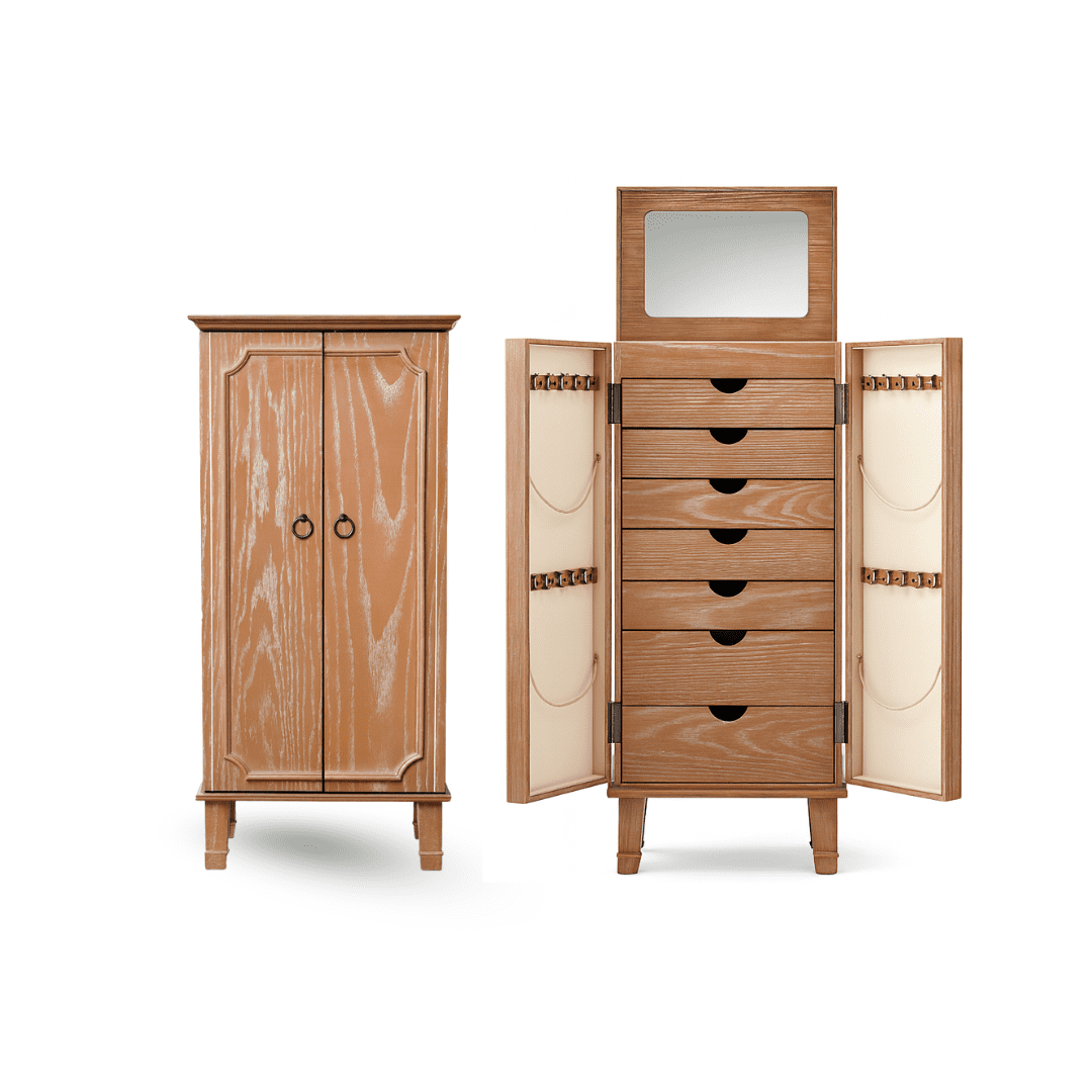 Hives and Honey Cabby Locking Wooden Jewelry Armoire with Mirror
