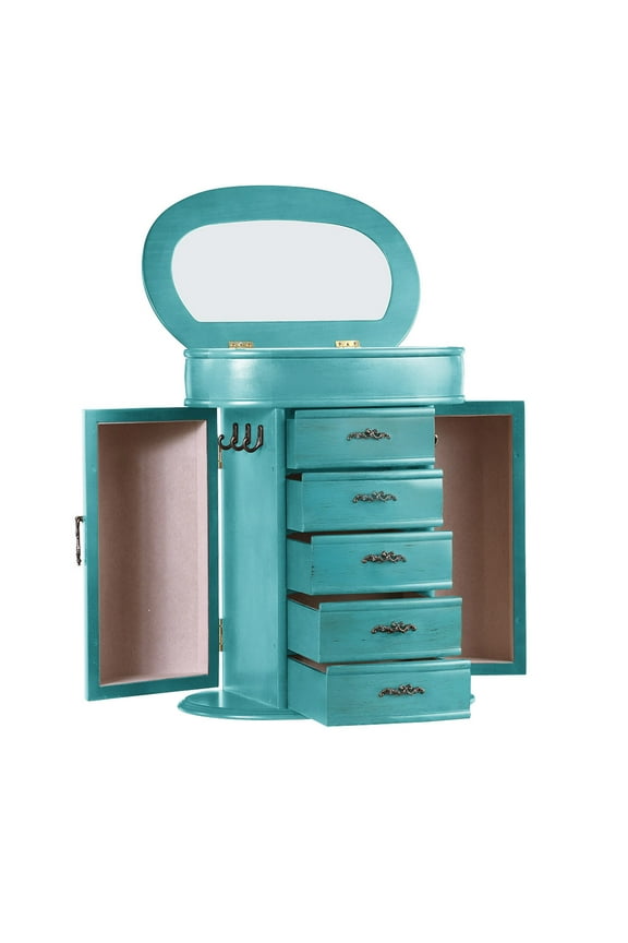 Cari Jewelry Chest Jewelry Box for Women, Turquoise