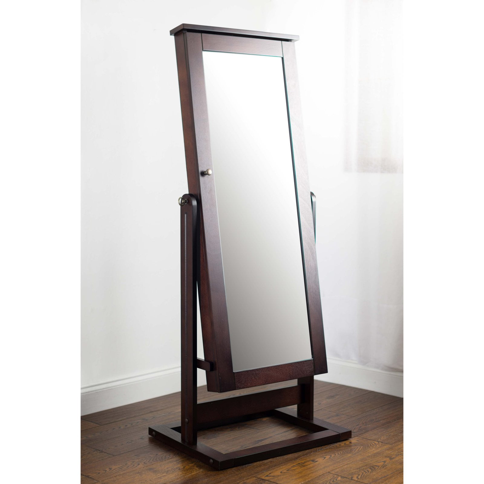 Hives and Honey Cheval Brown Wood Jewelry Mirror Walnut