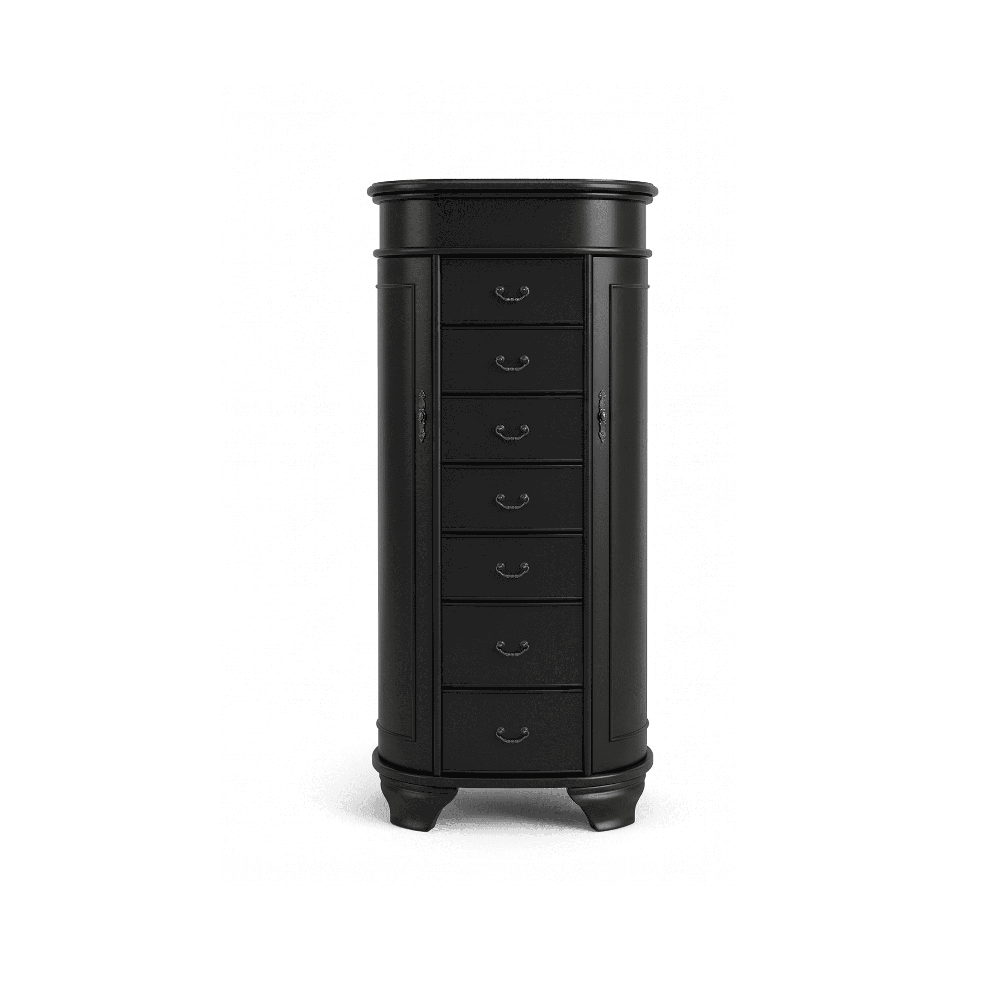 Hives and Honey Daley Oval Free Standing Wood Jewelry Armoire, Black