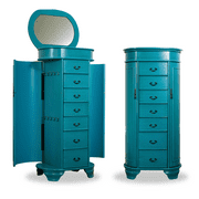 HIVES AND HONEY Daley Oval Standing Jewelry Armoire, Turquoise