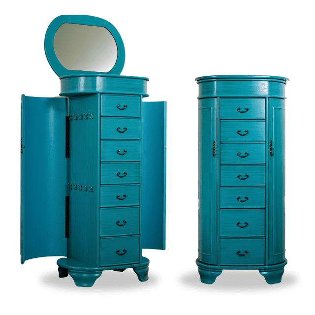 Hives and Honey Daley Oval Standing Jewelry Armoire, Turquoise