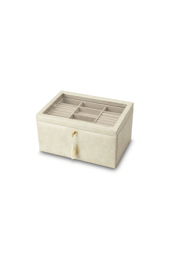 Danielle Leather Jewelry Box for Women, Gold