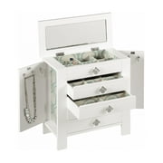 Hives and Honey Emma Jewelry Chest Organizer for Women, Wooden Jewelry Box with Mirror, White
