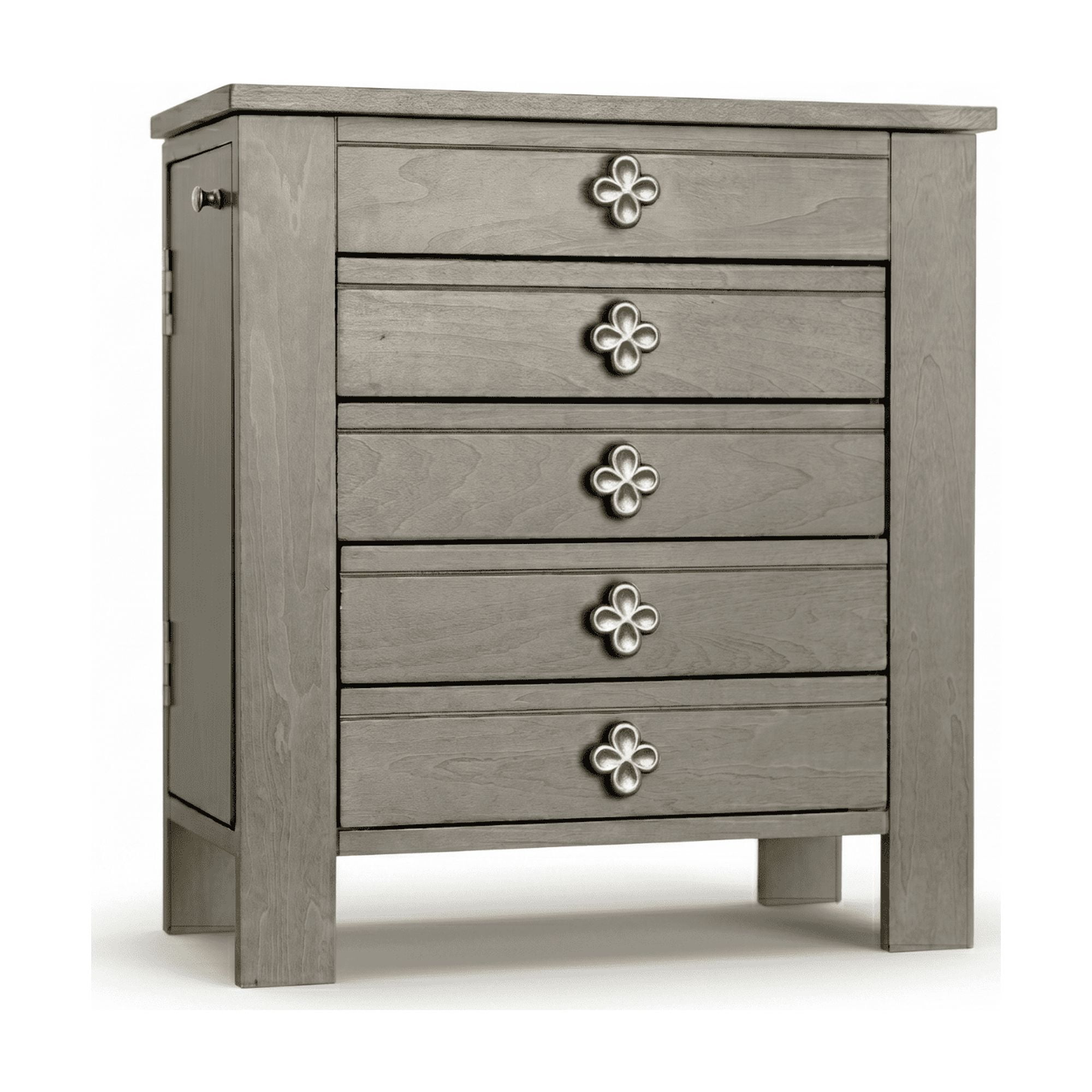 Hives and Honey Emma Wood Jewelry Chest: Modern Grey Tabletop Storage with 4 Drawers for Women
