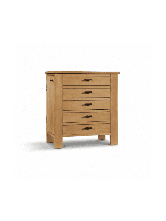 Emma Wood Jewelry Chest: Modern Pine Tabletop Storage with 4 Drawers for Women