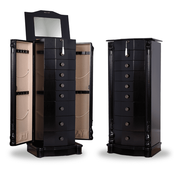 Hives and Honey Florence 8 Drawer Standing Jewelry Armoire - Rich Black