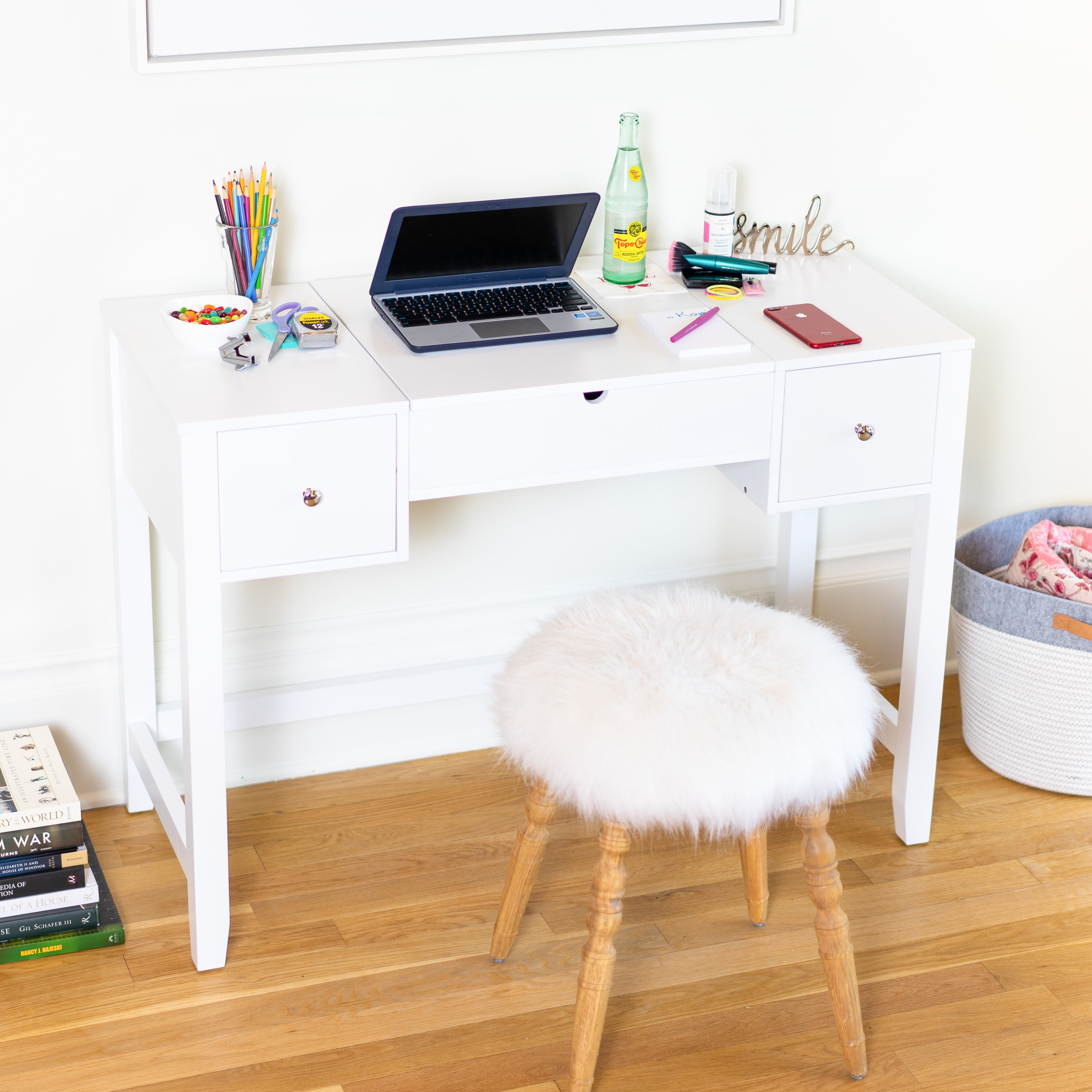 Hives and Honey Harley White Modern Bed Room Vanity Desk