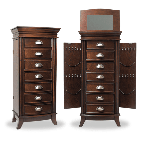 Hives and Honey Hillary Wood Brown Jewelry Armoire - Rich Walnut